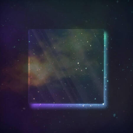 Lightbox: A soft, nebula-tinted square glass-like pane floating in space.